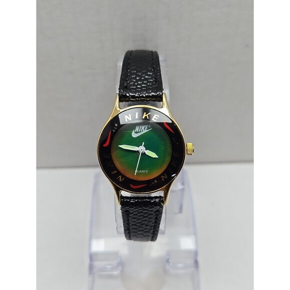 Womens Nike Air Mood Watch Green Color Changing Dial Gold Tone New Battery USA - Picture 1 of 11